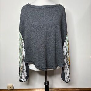 Free People We The Free Blossom Thermal Top Women's S Gray Oversized